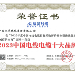 喜報！縱覽線纜集團(tuán)榮獲“2023中國電線電纜十大品牌”等多個獎項